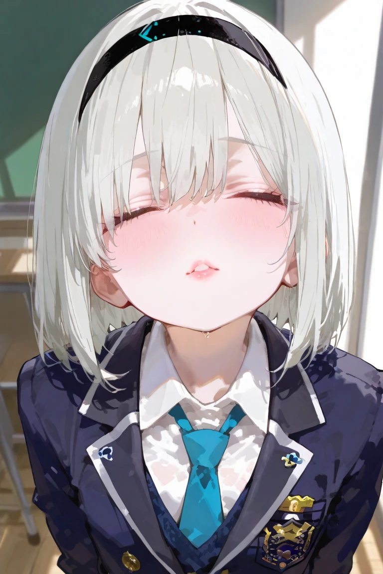 (masterpiece, best quality),
1girl, sitting, upright straddle, (imminent kiss:1.6), pov, from above,
(face only,:1.6)
extreme close up,
break, girl, 18 yo, bitch,
short silver hair,
beautiful detailed cutest eyes,
eyeshadow, lips, anime girl,
white collared shirt,
tongue out, open mouth,
large breasts,
(torogao:1.3), nose blush, half-closed eyes, heavy breathing,
break background classroom,
break backlighting,