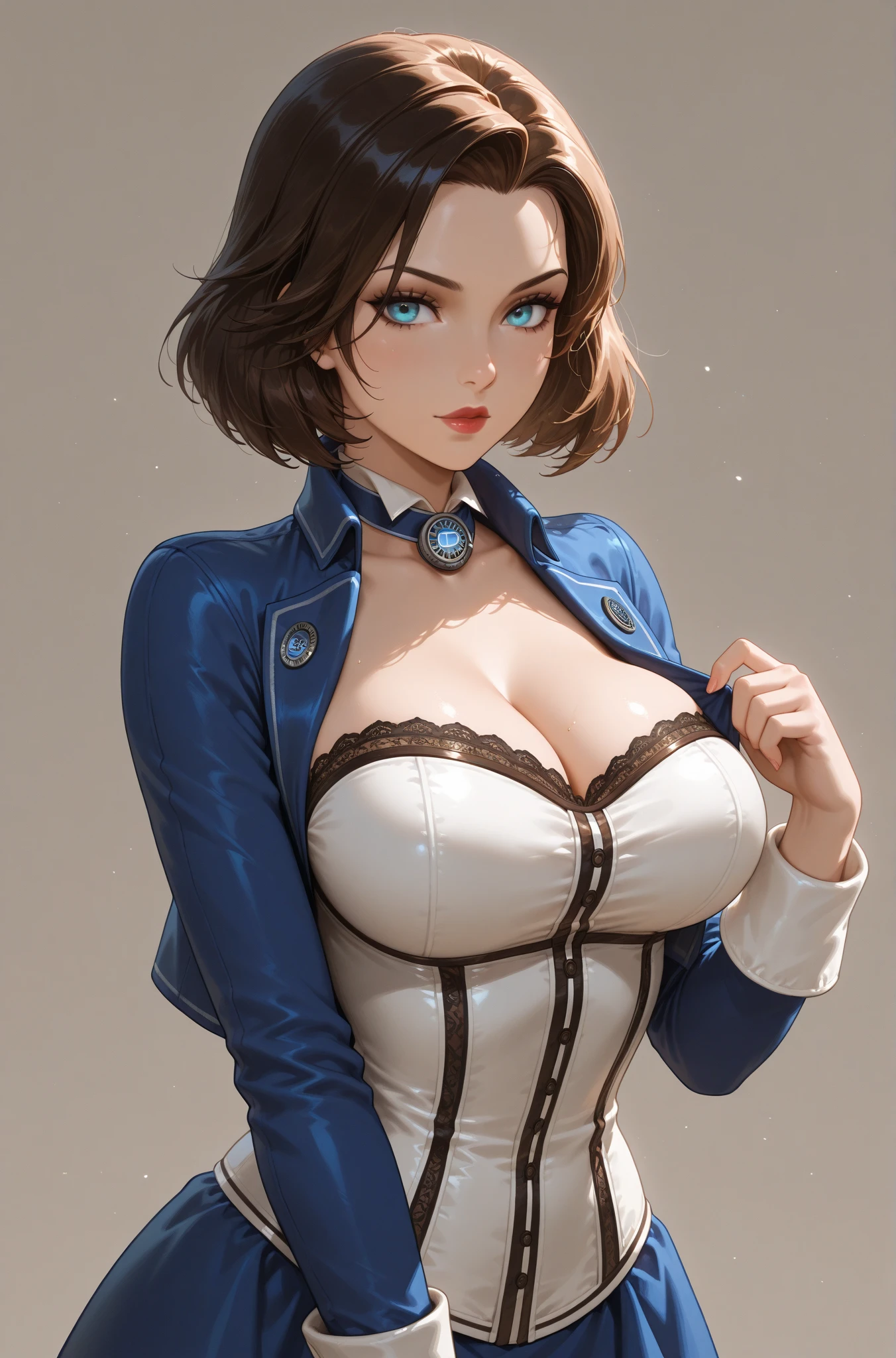 ((super high quality,Ultra-high resolution,16K,super masterpiece,Ultra HD ,Detailed shading)),Sexy woman,Cleavage,smile,