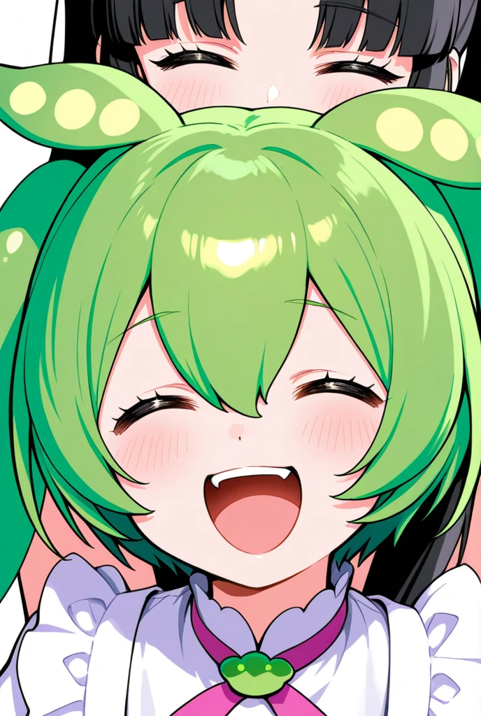 Close up of a cartoon girl holding a stuffed toy、(highest quality, Very detailed:1.2), Woman in crop top and sweatpants, Rainbow Hair, Thick eyebrows are cute, Fine brown eyes, freckles, Cute smiling face, Vibrant colors, Soft lighting