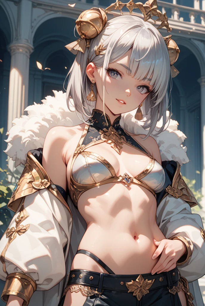 (Enrich your images,Masterpiece-level quality)Beautiful 8K CG artwork,Goddess-like posture,Kneeling exercise,Slim and soft,(Translucent skin,Platinum Brand,bob cuts,the skin is fair and juicy,,,,,,:1.3),Outlook Part 1.2x Enhanced silhouette effect,(white short pants,Black knee-high boots,Gold thread edging,Loose and obliquely lowered belt,Open tube top with back,The details are intricate and exquisite:1.1),background slightly blurred,In flowering meadows,Temptation of attractive and voracious feet,droolng,Clothes that show body lines,blush,Open your legs wide,attract,Platinum Brand,red eyes,Wheezing,Trance,Poroli,Soft,- Rubbed violently from behind,show through,Plug-ins,Innocent smile,Dagger in hand,Desert Oasis,Marry the King of the Desert,Delicate veil of white lace,a canopy bed,The fountain,kiss,Kiss on the back,Transparent lace,disheveled clothing,Put your hand on your boobs,Shapely,Floral hair ornament,