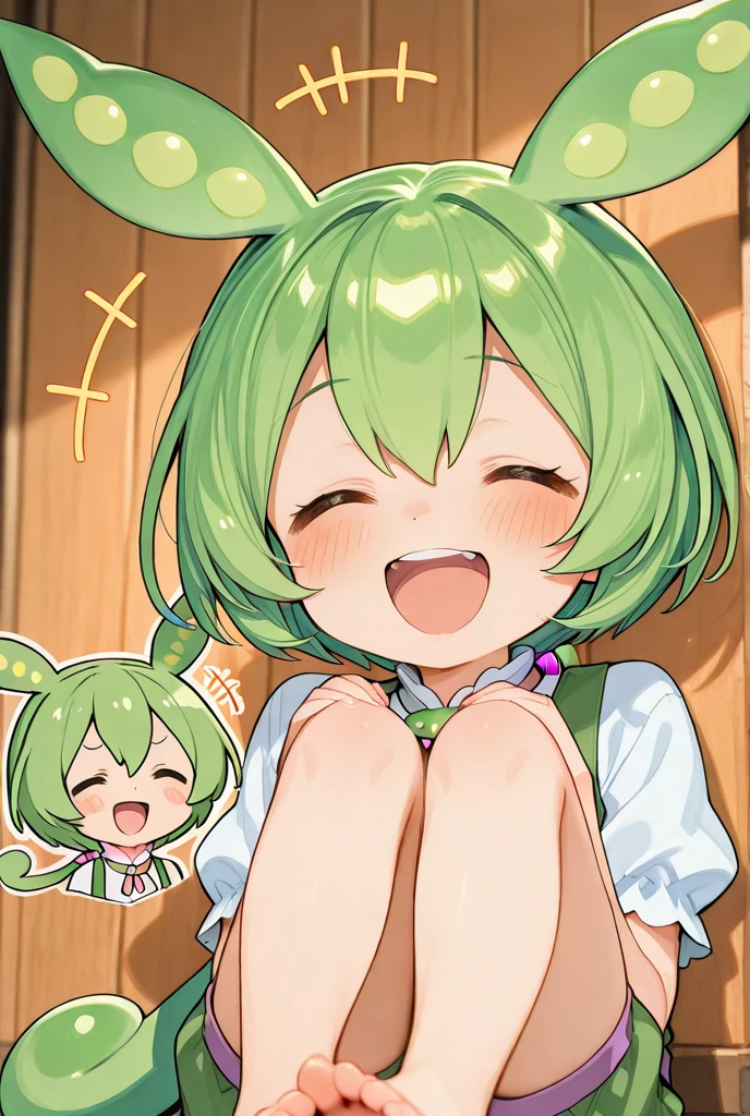 score_9,score_8_up,score_7_up, source_cartoon, source_furry, rabbit girl, rabbit tail, green hair, short hair, long side hair, furry, blush, looking at viewer, smile, 1girl, rabbit ears, furry female, Pink skin, pink fur, light beige fur, two-tone body, two-tone fur, ((hairband, nude, white panties)), school classroom, clear sky, blush, looking at viewer, standing, red eyes, solo, anthro, small breasts, cheek tuft, eyelashes, eyelids, facial tuft, short body, tiny body, sweat, breath, incoming kiss, POV, selfie, aeghao, tongue out,