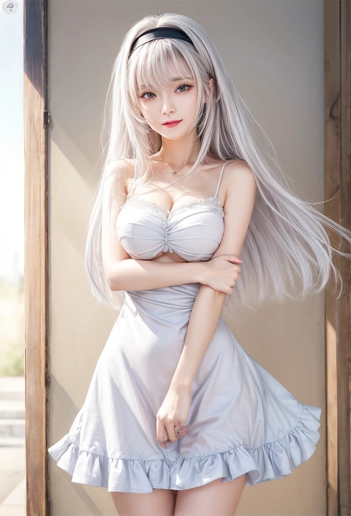 Superb quality, Masterpiece, high resolution, Best quality, hyper HD, Super detail, Award-Awarded, 16k, (Upper body), A beautiful maiden, Gray hair, Hair, ((Heterochromia)), Hanging corners, Fair skin, (Small breasts), (Slim body), (Japanese student uniforms are witty... --auto