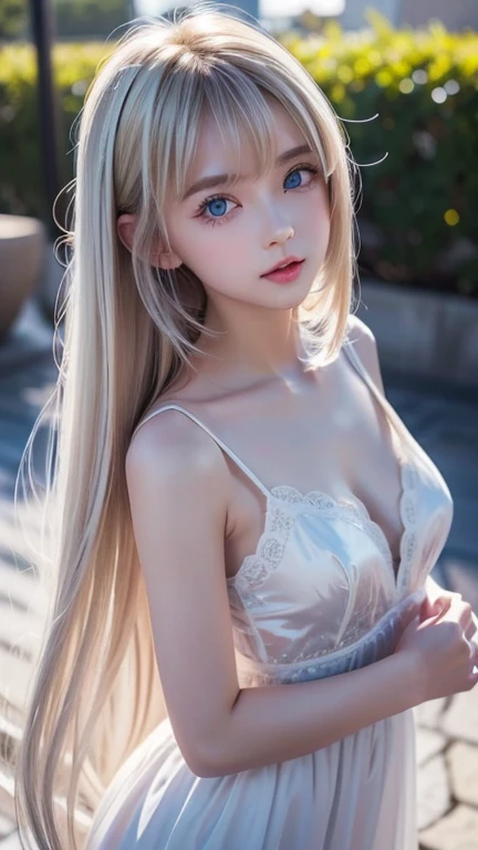 O cup 、show your chest、silky shiny skin、Sexy and very beautiful lovely cute gorgeous face、gorgeous blonde silky hair、big fancy pale blue eyes、Bangs swaying in front of the face、beautiful and cute 16 year old girl、、sailor suit、big and full breasts、skin as white as snow,ponytail、
