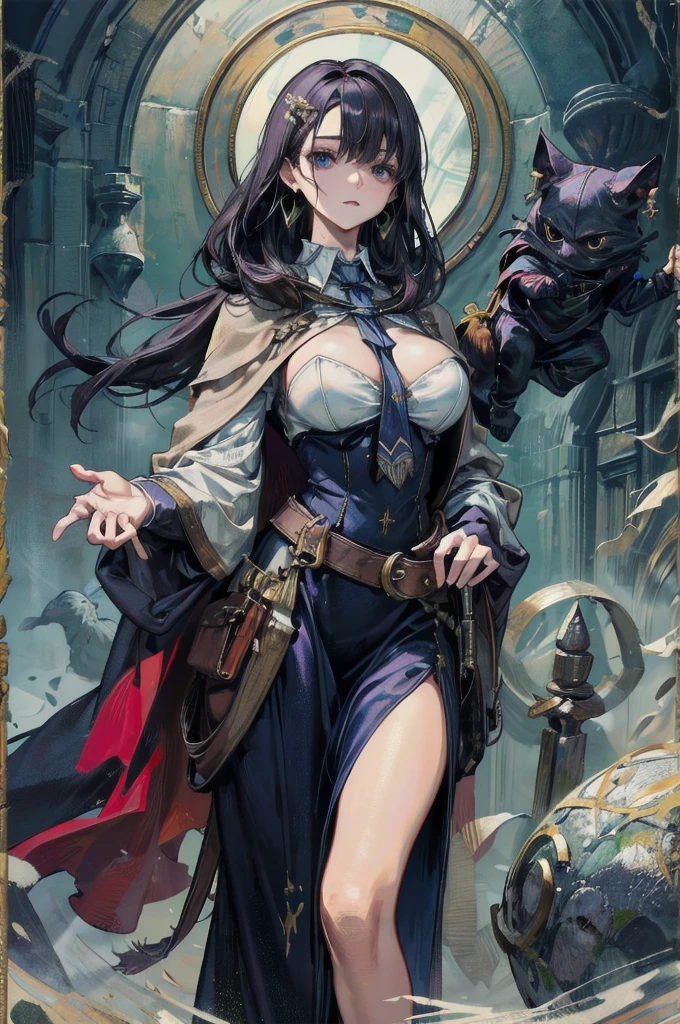 1girl, close-up, intricate details, (Diablo 4 Sorceress:1.4), Messy Hair, (Mythical Armor:1.2), Hell, Big, Curvy Girl But Fit, Staff in Her Hand