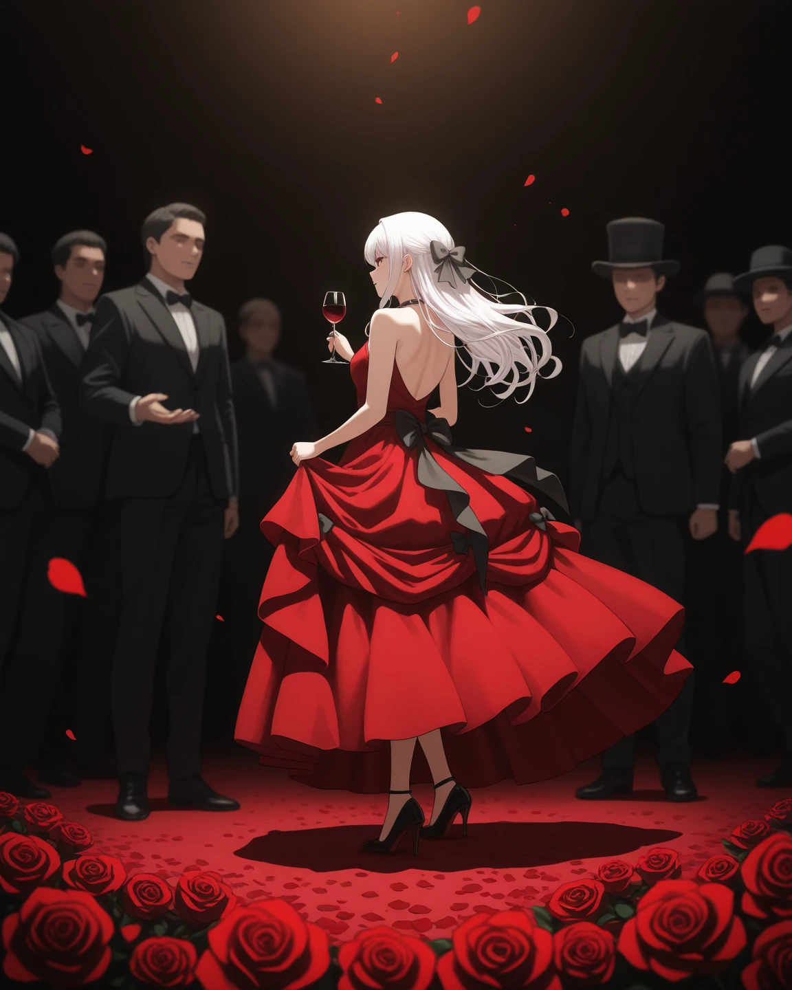best quality, 4k, masterpiece, extremely detailed,
Scarlet Vino is an elegant and enigmatic character who blends sophistication with a touch of chaos, represented by her torn crimson dress and a wine glass theme. Her flowing, tattered dress symbolizes her tumultuous past, adorned with intricate lace and dark, sparkling jewelry that reflects her connection to wine.
With dark, wavy hair reminiscent of red wine and dramatic makeup, Scarlet captivates those around her with her charm and storytelling ability. Despite her glamorous exterior, she carries an underlying pain from a tragic love affair, prompting her to travel and seek healing through encounters at lavish gatherings and hidden locales.
Scarlet possesses the unique ability to read emotions, using her wine glass as a metaphor to draw out stories from others, while her glass grants her glimpses into the past events of the places she visits. For formal occasions, she might wear a fitted gown with fewer tears, while for more adventurous outings, she may opt for a leather jacket over a simpler outfit.
Overall, Scarlet Vino embodies the duality of celebration and sorrow, leaving a memorable impact on everyone she meets, marked by laughter, tears, and the aroma of fine wine.