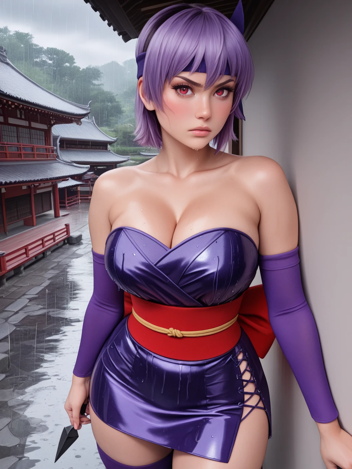 short hair,ayane,So cute and beautiful,Red eyes,Purple Hair,(Very detailed美しい顔),(smile),blush, Sitting on a wooden gym training mat,(Spread your legs:1.12),Cowboy Shot,((Bob Hair:1.2)),View your viewers, (Highest quality,masterpiece:1.0),Absurd,High resolution,Very detailed,Very detailed,32K,8k resolution, Intricate details,Movie Scenes,Detailed Background,alone,Dynamic Angle, Realistic,