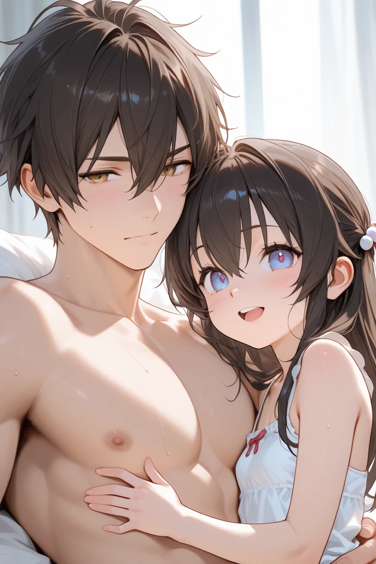 NSFW,masterpiece,Highest quality,High resolution,Super detailed,Nekone \(Utawarerumono\),Brown Hair、（Red Eye：1.3）、ribbon,Twin tails、ヘアribbon、Mole、目の下のMole,Small breasts,Japanese style,High quality sexy bikini,beach,Palm tree,Rock Shade,(Face in love),Embarrassed,blush,(Ecstasy face),(Sex slave),(Seduce),(Strong-faced men),Picking Up Girls,A man puts his hands on her waist and hugs her,Girl in Love