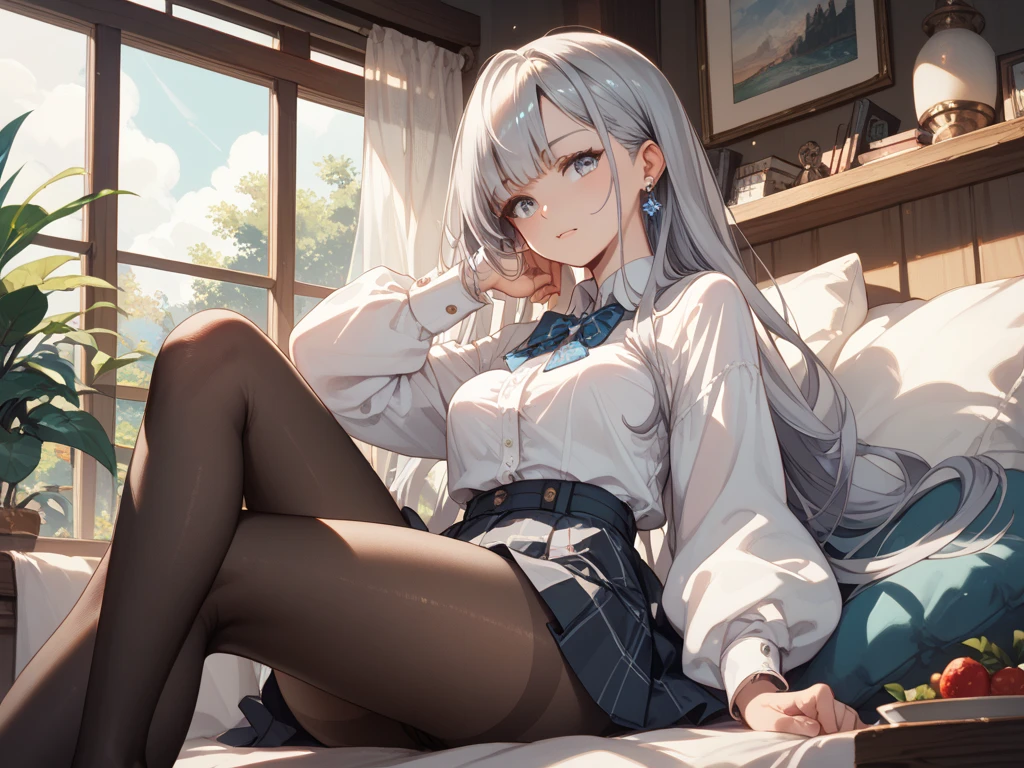 very cute and beautiful girl,(Very detailed美しい顔), (smile),blush,Black Hair,Seraphim,((White Hair、long hair)),(White Shirt、Pleated navy blue pread your legs、Squat)、Sitting、(From below)、(Lace panties), Country road, (Highest quality,masterpiece:1.0),Absurd,High resolution,Super detailed,Very detailed,32K,8k resolution, Intricate details,Movie Scenes,Detailed Background,alone,Dynamic Angle,