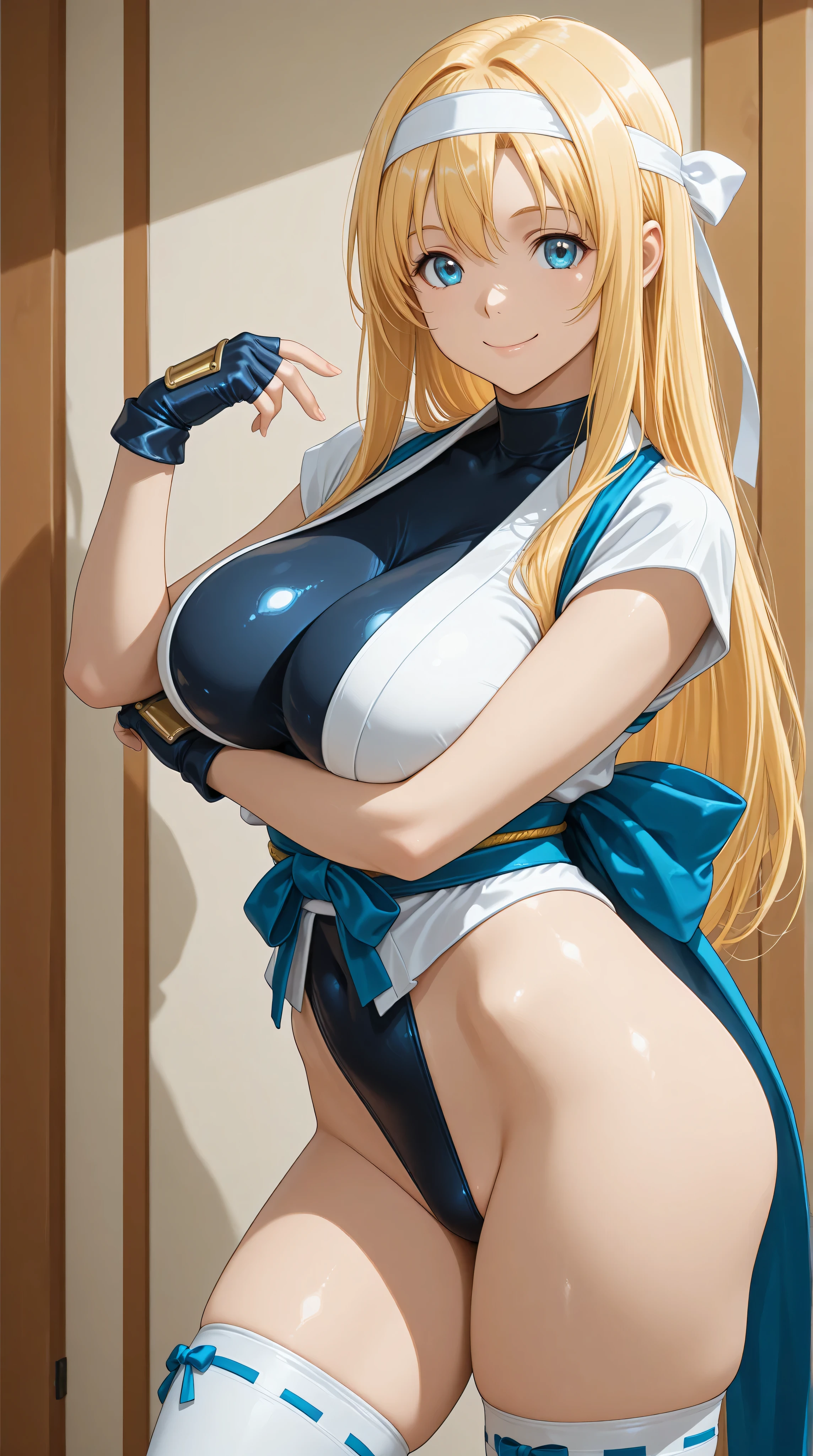 NSFW, uncensored, One girl, Bradamante, bionde, Blue eyes, Braiding, french Braiding, Long Hair, Twin tails, Both sides up, Sweat, Hot body, Glowing Skin, Worried brow, Ecstatic smile, Moist eyes, Tears of bliss overflow, hot, Heavy breathing, Tears overflowing from the eyes,
A man with a strong body, The guy has a huge cock that is about 1m long and thick., by 2 person,
No mask, No anal sex, No peace, Do not bite cloth or strings,
enormous breasts, (((Very large and saggy breasts))),
Her nipples and clitoris are so hard that you can clearly see her erection through her costume.,
From the side, From below, Third-party perspective,
The leotard is open from the abdomen to the lower abdomen and has a design that resembles white half-back panties with connected parts., (The fabric of the half-back panties is white.), Leotard has less fabric,
She twists her hips and sticks her ass out to the viewer.,
(((Clothed sex))), (((She never takes off her costume, never takes off her bra or panties, and always wears a blue and white striped bikini that looks like a micro bikini.))),
Her panties are half off and her vagina is completely visible, She is pushing her striped bikini panties aside with her hands and fingers to reveal her vaginal opening, With her free hand she is pinching and playing with her erect nipples and clitoris.,
A man with a strong body appears before her.,
Never insert a huge cock into an ass、When ejaculating, always pour semen into her vagina with a matingpress,
The guy pushed her panties aside and forcefully inserted his huge cock and started mating with her, A large amount of semen is spurted directly from the glans to the cervix, and repeatedly poured in until the uterus expands., And a huge amount of semen spurts out from the gap between her huge cock and her vagina and spills out.,
The excited man continues to penetrate her, grabbing her ass and legs, lifting her up and inserting his long, thick, huge cock deep into her vagina in a standing mating press style., During insertion, the huge cock and testicles swell even larger and thicker.,
She has endless mating press sex with a man who never gives up on his huge hard cock、The cervix and vaginal walls are stimulated to stimulate the erogenous zones.々Her whole body trembles with orgasm and her expression becomes ecstatic., She opened her vaginal hole wide with both hands and her labia majora together, accepting the endless orgasm.,
And the man's huge cock never leaves her vagina and continues to piston and ejaculate.,
BREAK covered navel, elbow gloves, gloves, leotard, Thigh straps,
BREAK looking at viewer,
BREAK indoors,
BREAK (masterpiece:1.2), Highest quality, High resolution, unity 8k wallpaper, (figure:0.9), (Beautiful attention to detail:1.6), Highly detailed face, Perfect lighting, Highly detailed CG, (Perfect hands, Perfect Anatomy), Ohogao, bukkake,