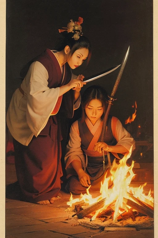 Erotic、Correct human body、Female Samurai、beautiful girl、Small breasts、Holding a sword above his head、Erotic、Correct human body、cute、Photographed with a Nikon camera、Erotic、modern、Female Samurai