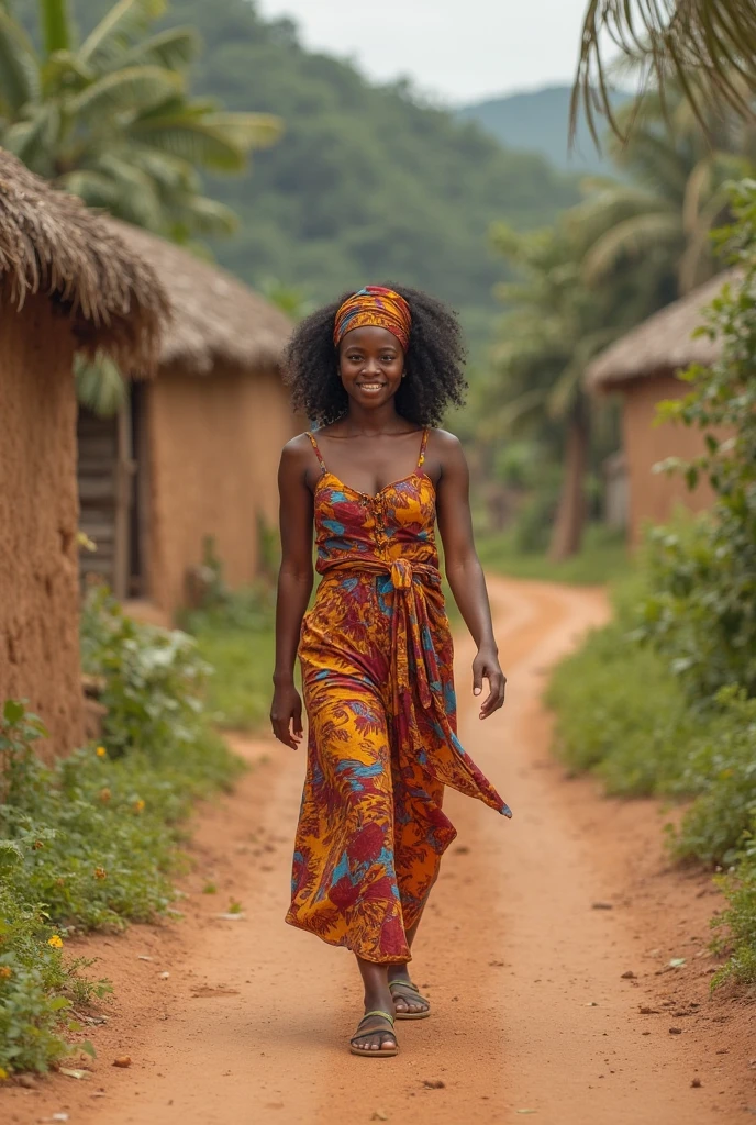 [[((young attractive Haitian woman with medium-dark skin, distinctive curly dark hair with subtle highlights, sun-kissed glow, striking hazel eyes, and subtle tribal tattoos:1.5)), ((Amara Johnson:1.4)), standing in a bustling market. Amara is wearing ((a stylish summer dress with cultural patterns:1.6)), holding a basket of fresh produce with a serene and confident expression. The background features colorful stalls, fresh fruits, and people shopping. The scene is captured with a ((digital SLR:1.3)) using a ((50mm prime lens:1.3)) for a close-up perspective. Post-production enhances the natural colors, highlighting her unique features and adding a ((soft bokeh effect:1.2)) to the background. The image should be in ((8K resolution:1.2)) with ((hyper-realistic detail:1.4)). The focus is on Amara's unique hair, sun-kissed skin, tribal tattoos, and her market attire, showcasing her as a sexy, spiritual, and health-conscious individual with a serene and confident presence.]]
