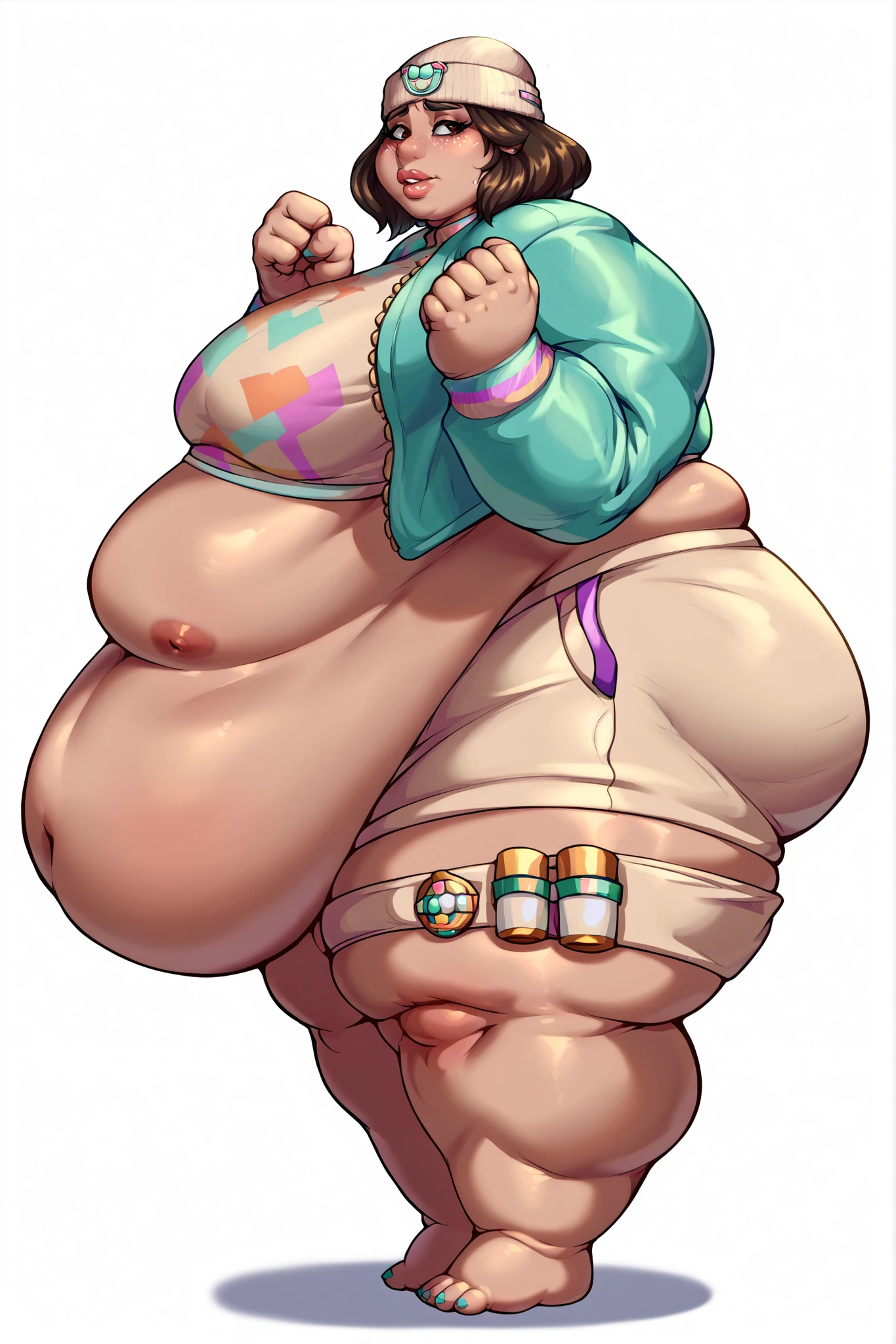Shuten_douji_(fate) ,Gigantic breasts, big nipples, large areola, nipple piercing, ring piering, thin waist, Gigantic ass, pussy, pussy piercing, thighs, bare feet, nude, completely naked, standing