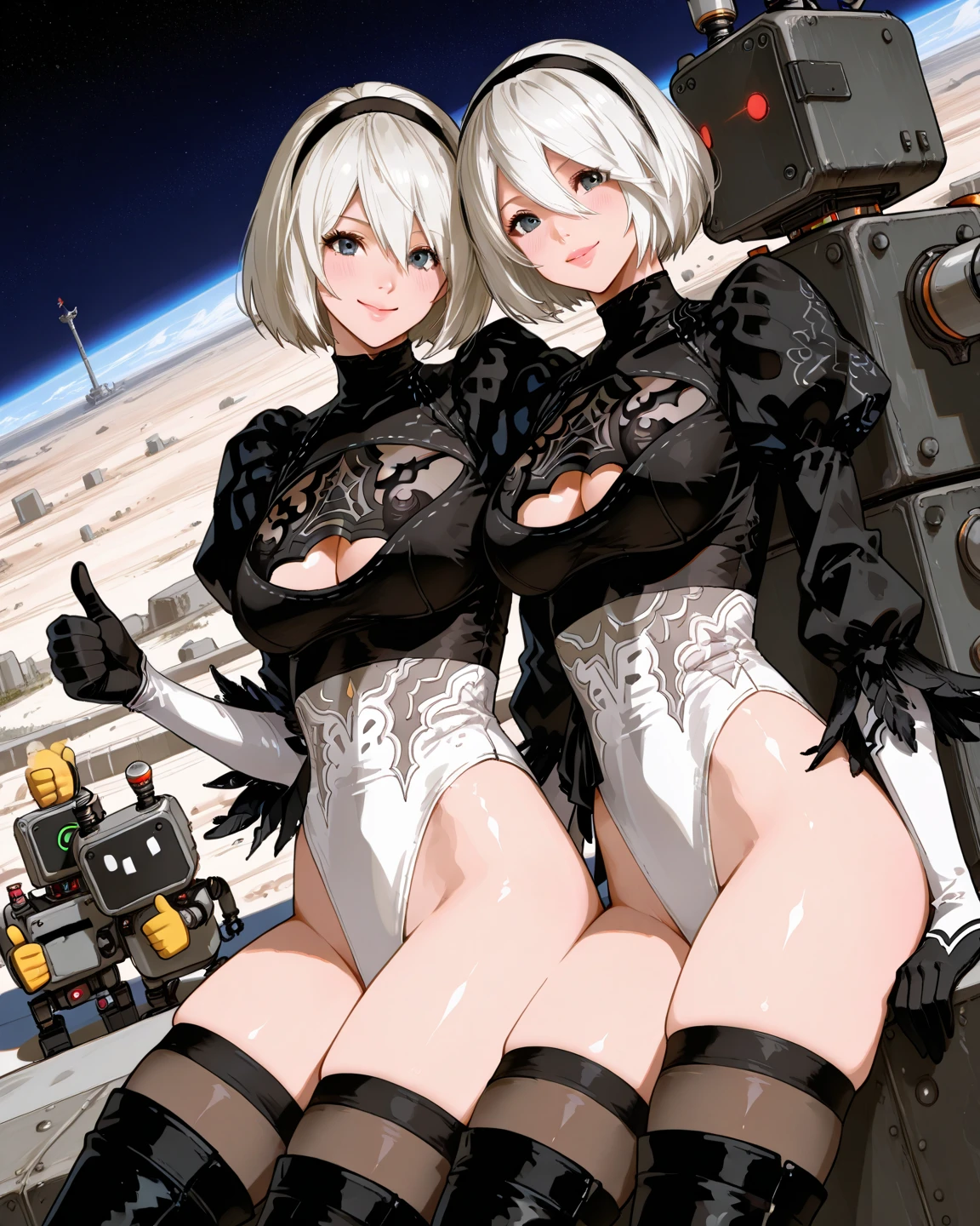 Space、Musashi_\(Kantai Collection\)、Incom、Gundam Mark V、Dovenwolf、Priority beam cannon、Camel Toe、Giant tit、Nipple Puffs、Cleavage、Plump、Super big breasts、Super big butt、Cowboy Shot