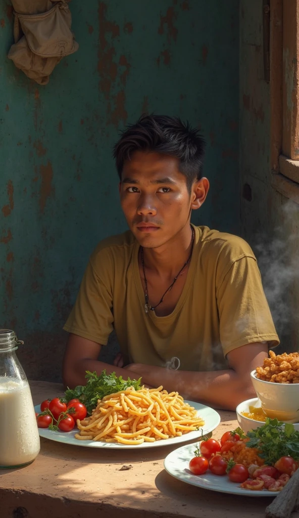 Myanmar monk is eating breakfast