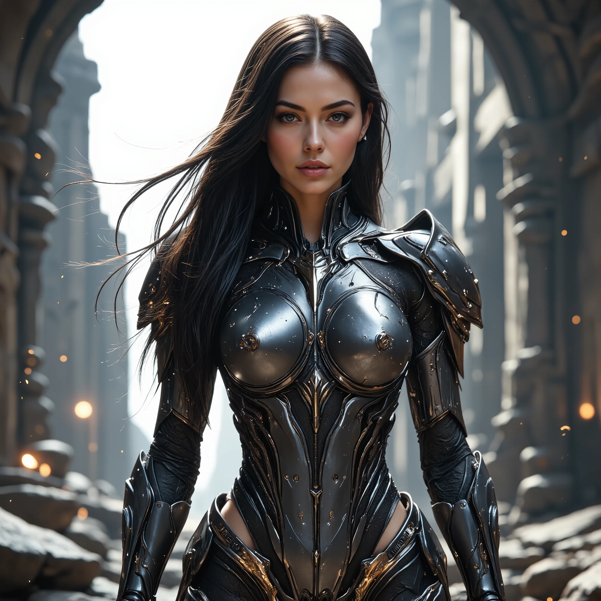 (Pantera negra da marvel, baseado no traje dos filmes da marvel ), (obra de arte), (ultra detalhado),(8k resolution),(extremamente detalhado), Pintura expressionista abstrata "Hipérion", Deusa pantera negra, technological armor, armadura tecnologica maio sexy, epic image, ambiente, pintura digital, Retrato de arte conceitual de personagem, corpo feminino sexy, ((rosto coberto por pantera negra, boca coberta, olhos cobertos, pantera negra)), pantera negra com raiva mostrando dentes totalmente a fiados e detalhados, decote impressionante, muito aberto, seios naturais extremamente lindos e grandes, seios saltando pra fora do decote, chega perto pra foca sem decote, imagem mais linda e sexy de todas).