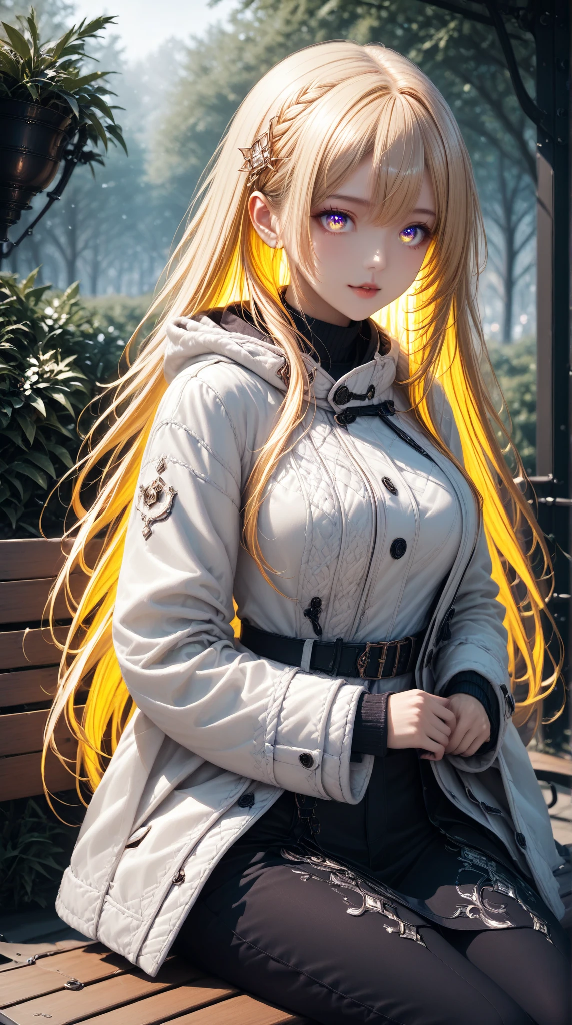 girl with long blonde hair ,big yellow eyes , white skin color,big breast