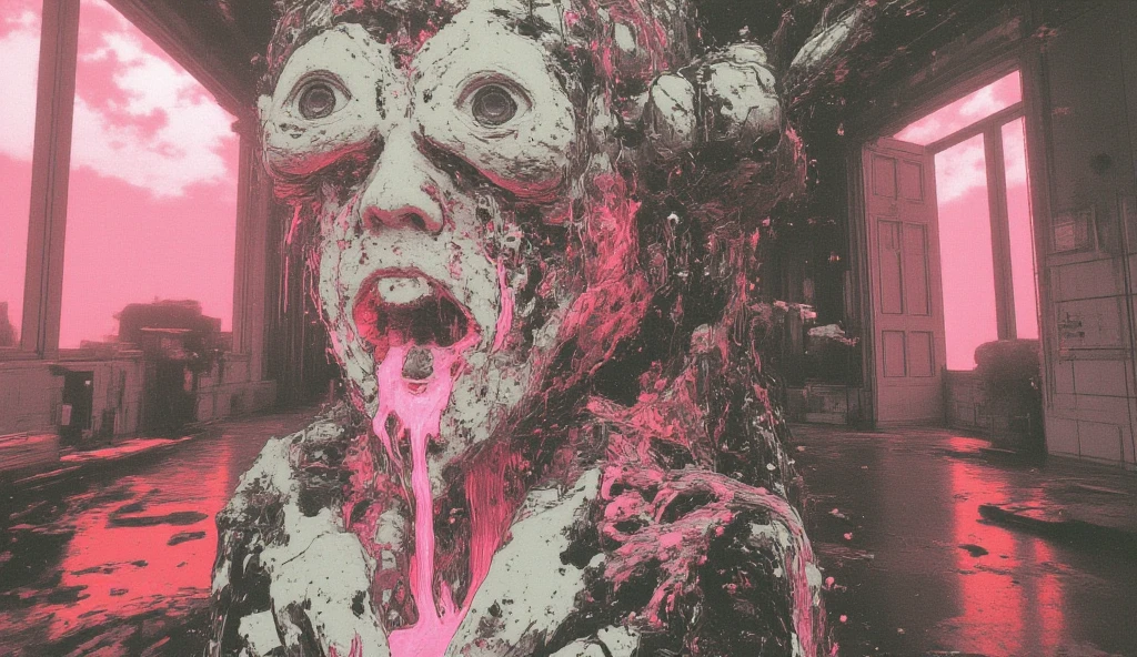reelhorror,<lora:reelhorror2:1.5> 1girl, dismembered, 1man, creature, interior