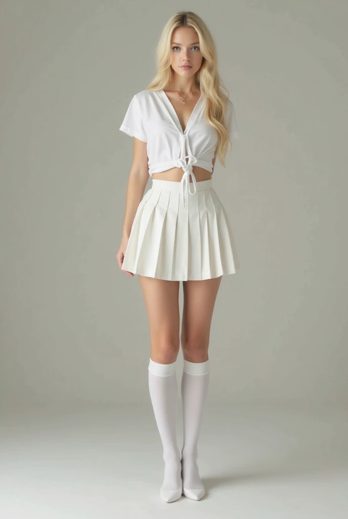 Emma Watson as Hermione Granger, fullbody, White Pantyhose, White Pantyhose, miniskirt, curly hair, head bow, huge breast, shoes, day sun light , in the nature