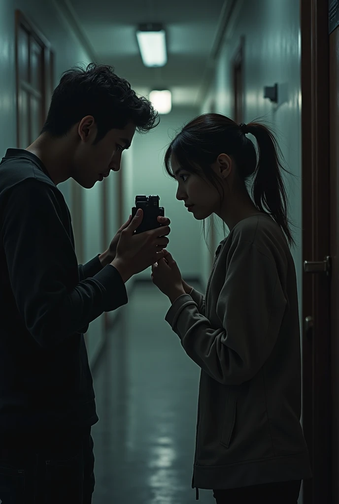 Person taking picture of another person crying
