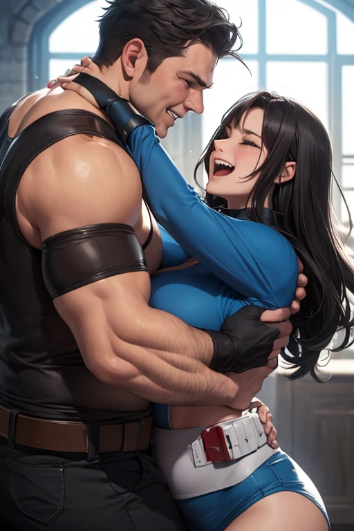 Masterpice, best quality, 8K, photo realistic, star ocean 3, star ocean: till the end of time, ((((beautiful Maria Traydor, beautiful eyes, gorgeous face, ((Maria Traydor‘s outfit)), (black pantyhose), ((Maria Traydor‘s hair)), blue hair, round and big eyes, green eyes, (white jacket), (black shirt), (black skirt), black boots, (armor), black long fingerless gloves, no undressing)))), full body, (she has ultra huge breasts:1.7), she has beautiful small nipples, underboob, she has big ass and seductive thighs, muscular, (baby face:1.2), (heart face:1.2), break,
(nsfw:1.3), (1boy and 1girl, hetero:1.5), having sex, (creampie:1.5), she has vagina, he has penis, (clothing aside, penetration:1.7), (open her legs:1.2), (slut:1.2), (tear:1.6), (sweat:1.4), (cry:1.9), (orgasm face:1.5), (surprise:1.2), (tongue out:1.7), (smile:0.2), obedience, sex slave, break, (draw close to each other, cowgirl position, she rides on his body, he lies on his back on the bed, embracing, Pressing each other's bodies:1.5), (he sucks her breasts, he grabs her breasts, he grabs her waist, soul kiss, :1.6)