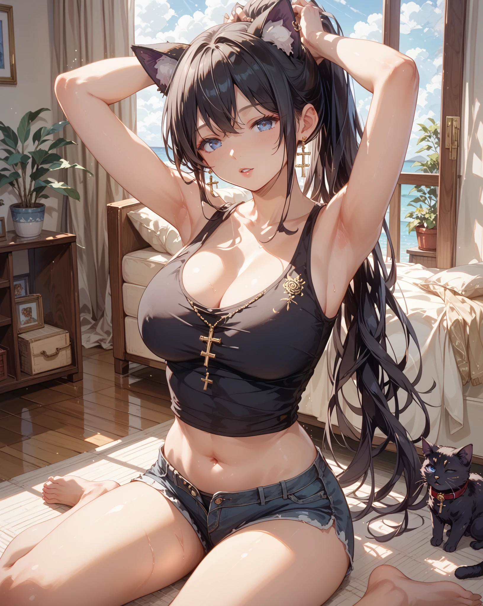 bed, bed room, (Sit on the bed), (((((night))))), (((((darkened room))))), agers girl, one girl, thighs, Scared face, Disgusted face, verge of tears, (swet), (wet skin), (wet clothes), ((erotic)), ((sensual)), (simple background), (Close-up of a girl), beautiful detailed body, beautiful detailed glow, cinematic lighting, 4K illustration, masterpiece, best quality, by top artist, by famous artist, by plo artist,
(((Sports-bra and Sports-shorts))), (((formal Sports shorts))), ((Authentic shiny skin texture)), ((Soaked skin)), ((radiant skin)), (((Kneeling))), (((leaning forward))), (((gravure pose))), ((bun hair))