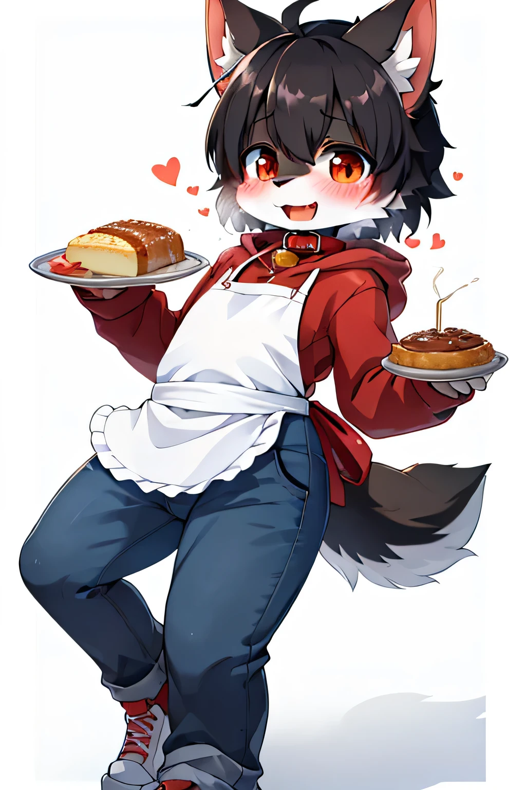   very detailedな,  very detailed,Border collie fur   ,,Black and white hair,male, excited to look at the bones ,Border collie fur  , excited,Participation,  cute face,黒色のnose,nose,Show me your legs ,Hornystand,maleの子, with semen,red collar on the floor,Cute ears ,apron,Cooking,vegetables,meat,Cooking ,fluffy earsもふもふの足,fluffy ears , Show me your legs , Show me a cat's hand  , 手に red collar on the floorと紐を持っている, cute fur maleの子 , maleの子, stand,heart eye , maleの子 , Black Back , white background, blush nose , alone,  droopy ears,jeans, white and black hoodie ,cool clothes