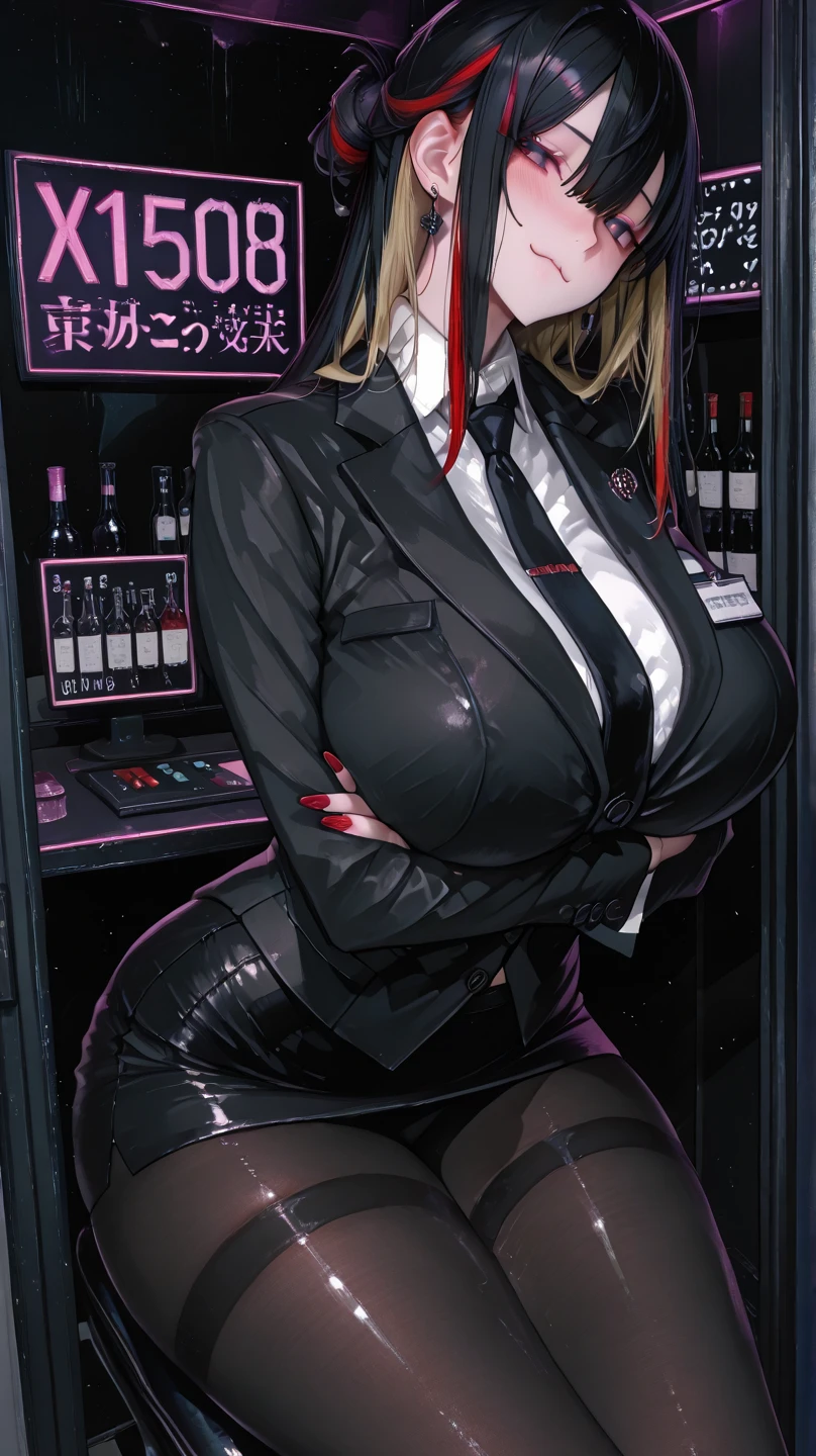 NSFW、8G、highest quality、highest quality、Genuine、masterpiece、、(((Double teeth)))、thin、(((Black and pink hair)))、Long eyelashes、((Black knee socks))、(((Pink long sleeve shirt)))、Black Skirt、((Black Mask))、((Silver earrings))、((Twin tails))、(((((Nightclub))))、(((Host Club)))、(((Champagne)))、(smile)、((M-shaped legs))、Big Breasts、(((((Sweat)))))、(((Body odor)))、(((Pussy)))、(((Love Juice)))、((((Touching the chest))))、((((Nipple masturbation)))、(((((Pinch your nipples)))))