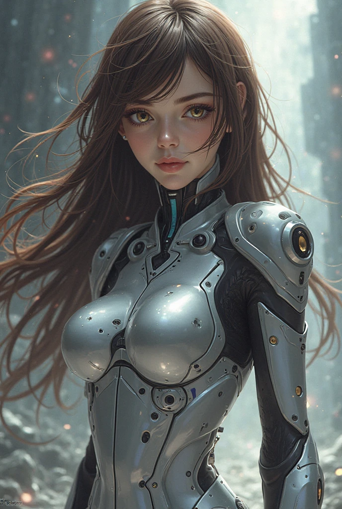 Super fine beautiful woman face, mechanical body: 1.5, online world background: 1.5, 19 years old, 150mm, long hair, beautiful studio soft light, vibrant details, beautiful background, octane rendering, 8k, best quality, masterpiece, Illustrations, A very determined and beautiful, extremely detailed, CG, unity , wallpaper, (realistic, photo-realistic: 1.37), Amazing, finely detail, mastery, best quality, official art, extremely detailed CG unity 8k wallpaper, robot, full body, full body shooting, sitting