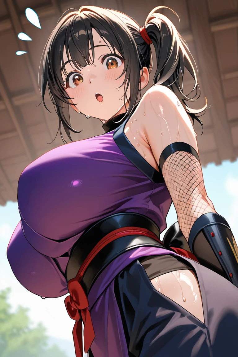 a beautiful detailed girl with extremely detailed eyes and face, long eyelashes, large breasts, naked, covered in semen, erotic, full body, super large breasts, semen (on body), in a crowd, maid outfit