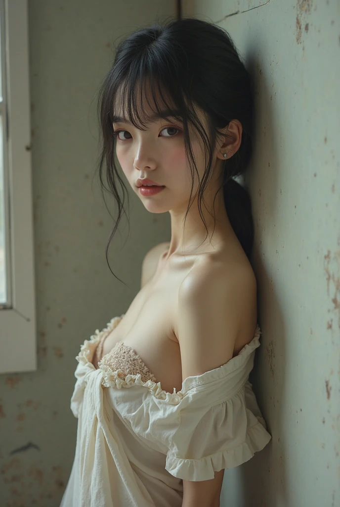 ((top-quality、Drawn details),(to stand:1.5),（fullnude:1.8),(photographed:1 4),(to stand:1.5),（fullnude:1.8),(General weaknesses:1.5),(masutepiece, Best Quality:1.2), 8K, 15yo student, 85 mm, Official art, Raw photo, absurderes、Pretty Face, (Beautiful breasts close up), Upper body, , gardeniass, (Skinny Slender Beautiful Girl:1.4),(Beautiful big close-up), (Small slender thighs 1.2),(Small butt） , Looking at Viewer, No makeup, (Smile:0.4), (Red cheeks:0.4), (Embarrassed face:1.4)、(Faces with misaligned perspectives:1.4), (Face that gave up:1.2), (Sad face:1.2)Film grain, chromatic abberation, Sharp Focus, face lights, (Very very dark space:1.2),(Closeup of gray wall in dark space 1.1),(No light 1.1) 、 Detailed face, Bokeh background,1girl in , 12（fullnude:1.4), , eyes are brown, masutepiece, Best Quality, Detailed, Lori, a junior high school student, 15 only, Lori, tits out, (slender:1),is crying、 japanse, small brest, Vulgarity,