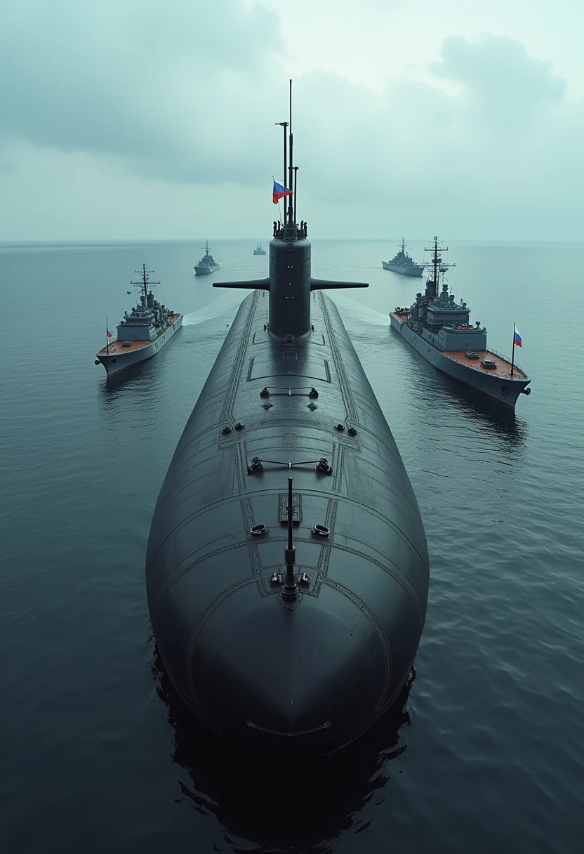 German submarine with flag 