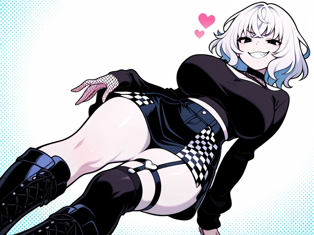 NSFW,((Perfect human body)),One girl, Red eyes, Wavy silver hair, Pointed Ears, vampire, Drooping eyes,Police uniform,Ahegao,Police hat,skirt,Mobile Task Force Heavy Equipment,Big Breasts,Hair Flowers,Urban area,whole body,Character portrait,捲れ上がるskirt,Striped panties,penis in crotch,Possession of a gun,erection,,pussy juice,futanari