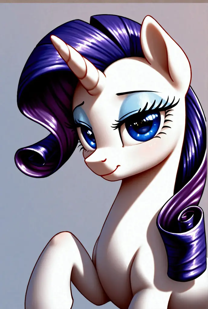 ((Rarity)), solo, mlp, my little pony, close-up portrait, милая улыбка, румянец, счастье, дорогие украшения, серёжки, looking at camera, warm colors, soft colors, detailed digital painting, 8k, ultra-detailed, cinematic lighting, masterpiece, detailed facial features, cinematic lighting, detailed face, ((detailed eyes)), studio light