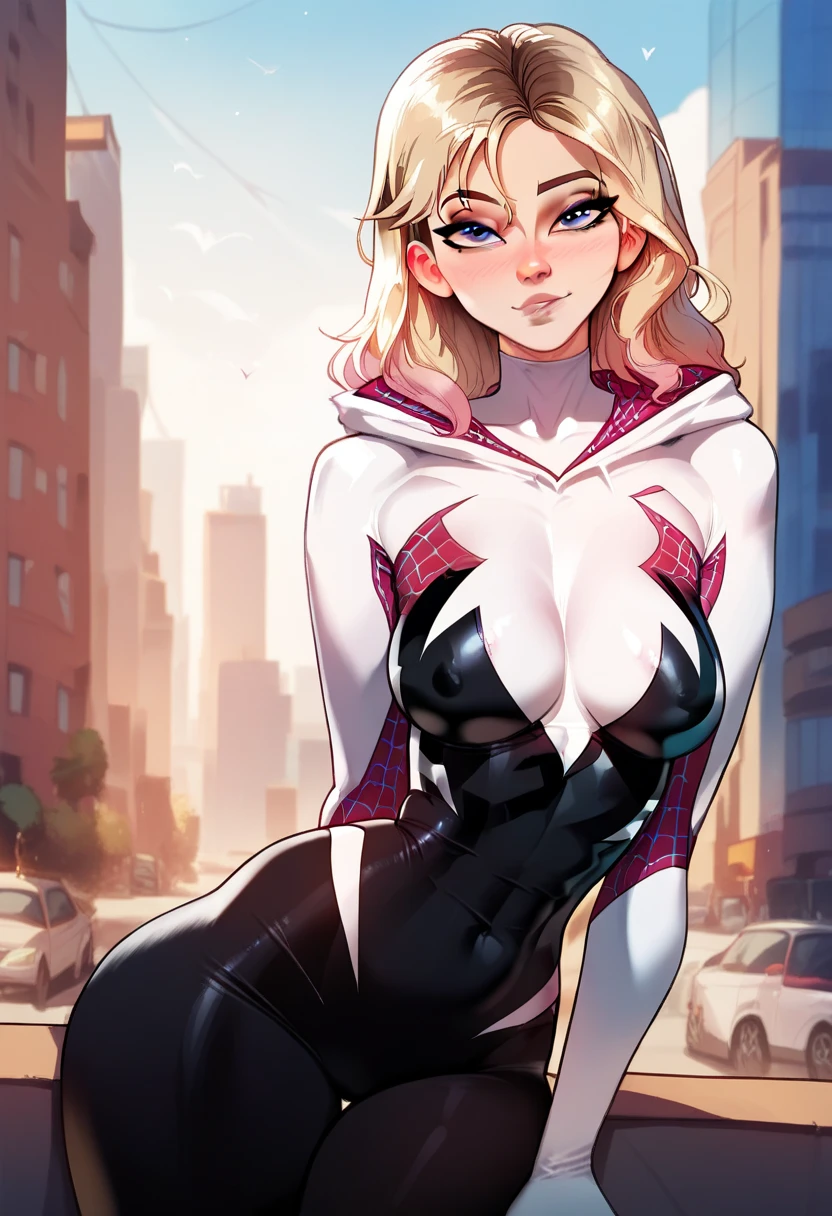 (hip hop scene) a very hip hop confidant badass arrogant cocky boss bich attitude gwen stacy DealWithIt badass selfie pose on graffiti wall
