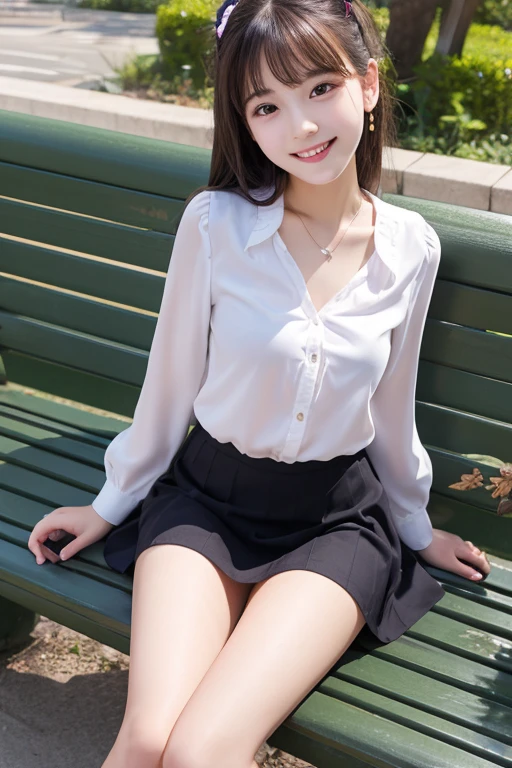 Girl and girl, blouse, ((lifts skirt:1.3)), (wind flips up skirt and reveals panties:1.2), ((shows panties)), light smile, outdoors,