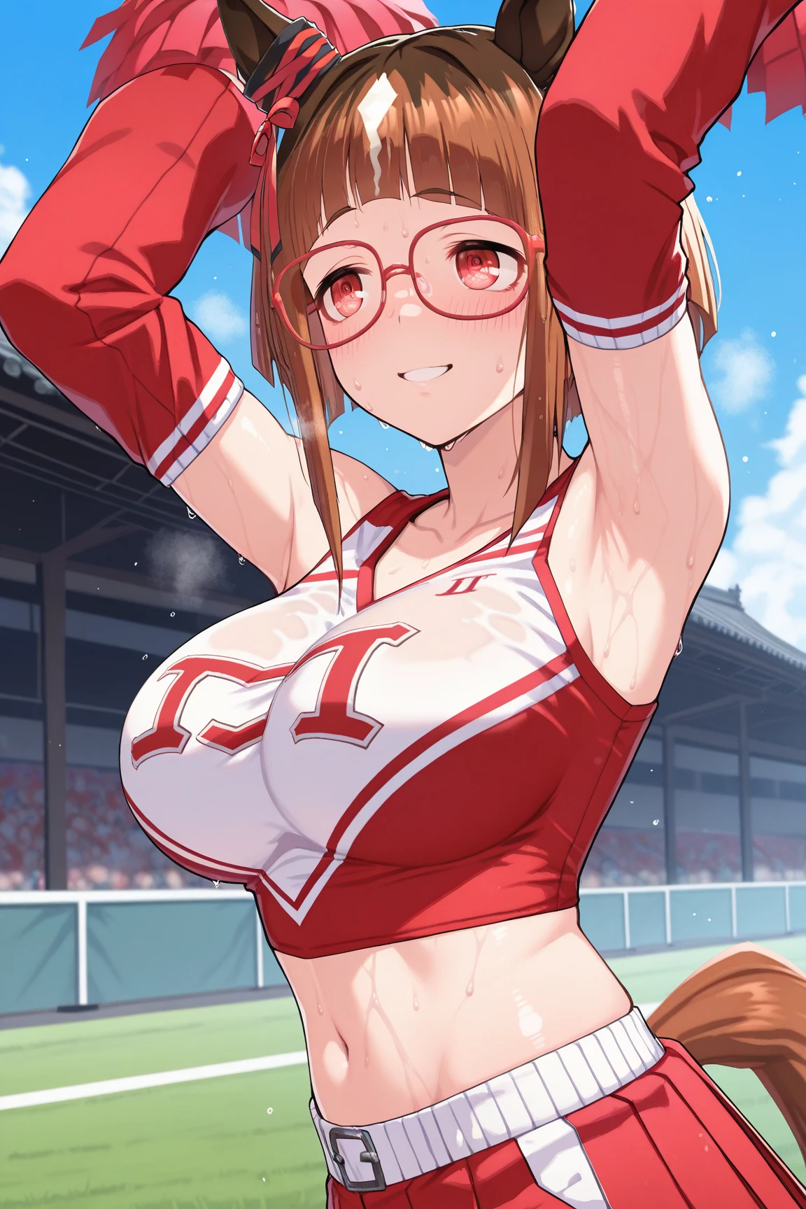 masterpiece, Best quality, super highly detailed,1 girl, Red hair, scarlet eyes,charming oval face,double eyelid,double lips,I'm looking at the viewer,((Naked)),on the knees,open mouth,(tongue sticking out:1.2),(cum in mouth:1.2),great detailsзация,ecstasy on the face, evil eyes, double braids,Big ,there are many spectators in the arena,great details