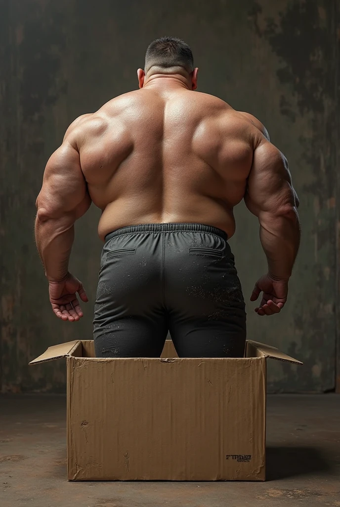 There is only one person in the picture,a chinese bodybuilder,35 years old,Tall, mighty and handsome,standing in front of gray background board,Paired with black glossy leather bow tie,short hair, O-shaped beard,Perfect body, Dark and shiny complexion,Muscle bulge, muscular, Very big pecs,Very sexy abs,Leg muscles are very developed,Tall and burly,Huge bumpy area,Brighten oily skin,Black leather shiny leather gloves, Wearing a gold leather shiny thong, Wear black leather shoes to shine,handsome face,detailed facial features, Correct and accurate male anatomy, full-body shot, Large pecs, Wet oil wax gloss for oily muscles and skin,Professional photography。