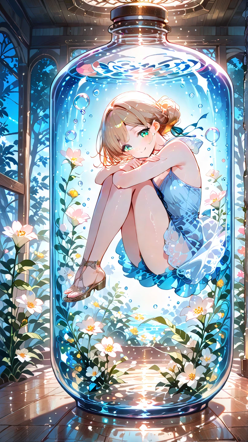 (sfw), nice hands, perfect hands, (best quality, anime: 1.4, detailed clothes, detailed background, cinematic lighting,ambient occlusion, oiled skin, perfect lighting),
lying, on back, legs together up,
1girl, solo, skinny,gradient hair, blonde hair, colored tips,medium curly hair,light blue eyes, camisole, skirt,panties,
(garden, outside),  <lora:GoodHands-vanilla:1.5>   <lora:oil2.0_2-512-64:1>  <lora:ltup1:1>