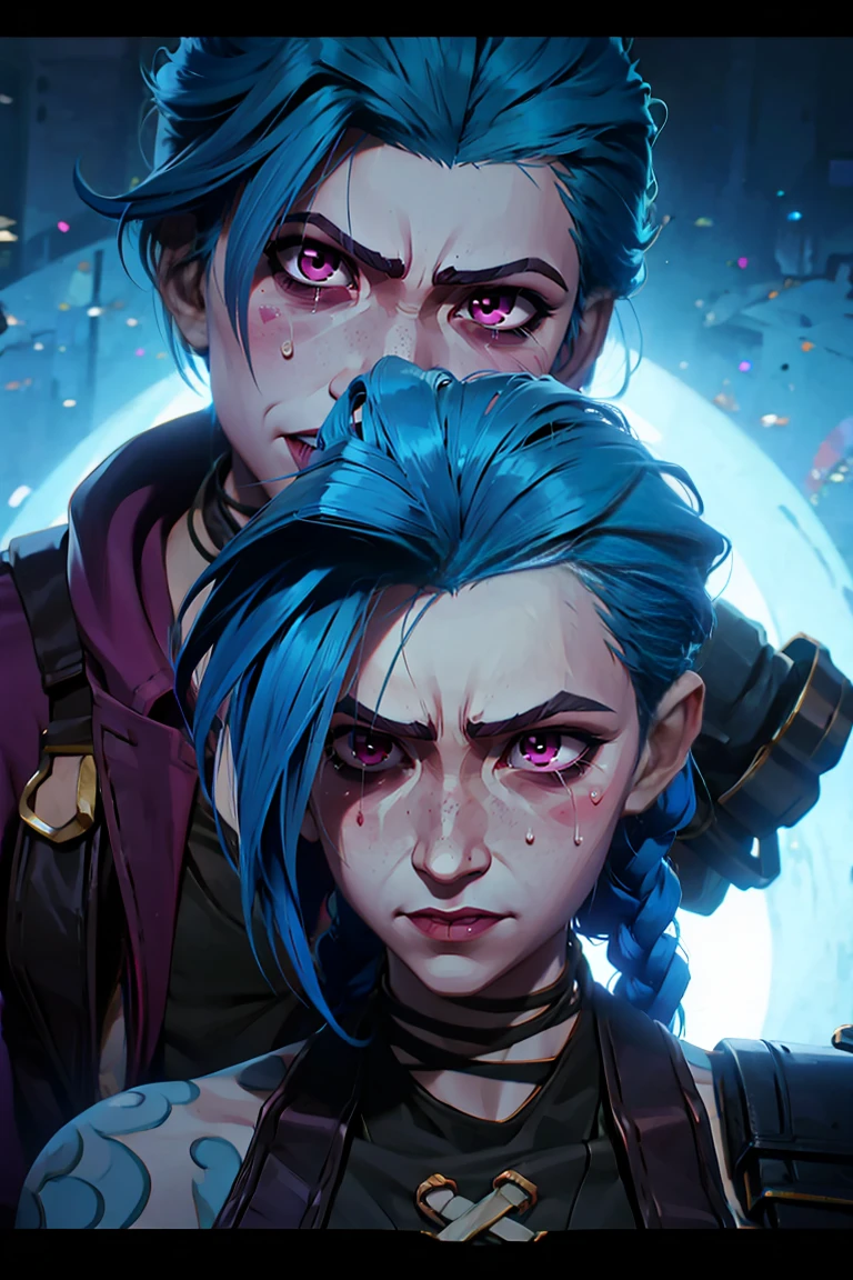 Jinx de Arcane. Um homem com uma cicatriz no rosto. Jinx,  Arcane
