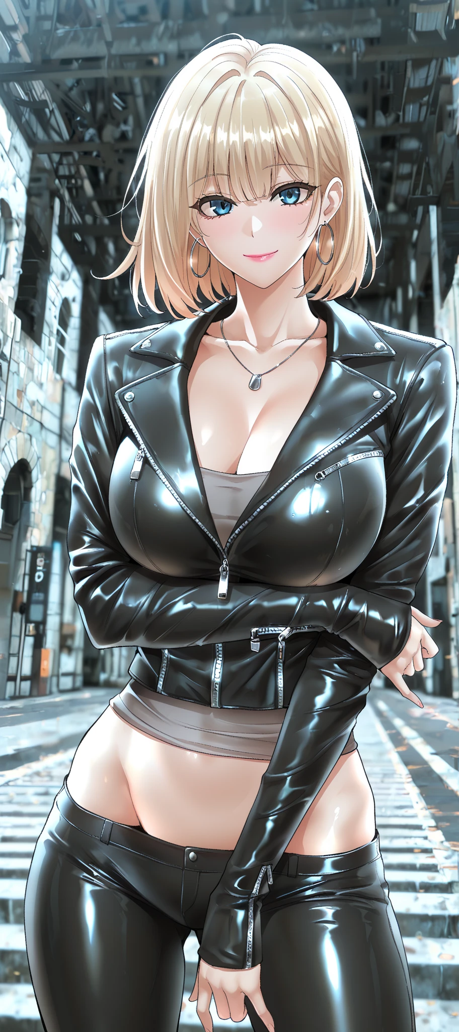 masterpiece, Highest quality, Unreal Engine, Super Resolution, Very detailed,
Beautiful woman, pakuwz, blonde hair, red eyes, cleavage, short hair, formal, purple jacket, high heels, no bra, purple skirt suit, large breasts, Vivid expression, Healthy Body, Beautifully detailed sweat glands, Smooth skin texture, Carefully drawn,
(humidity:1.5), Beautiful Eyes, (Attractive face:1.2), (Beautiful Skin), Tight waist, (Big Breasts), (Sticky with sweat), Dynamic pose,
In the world of Hunter Hunter, Outdoor, In the newyork city, night,