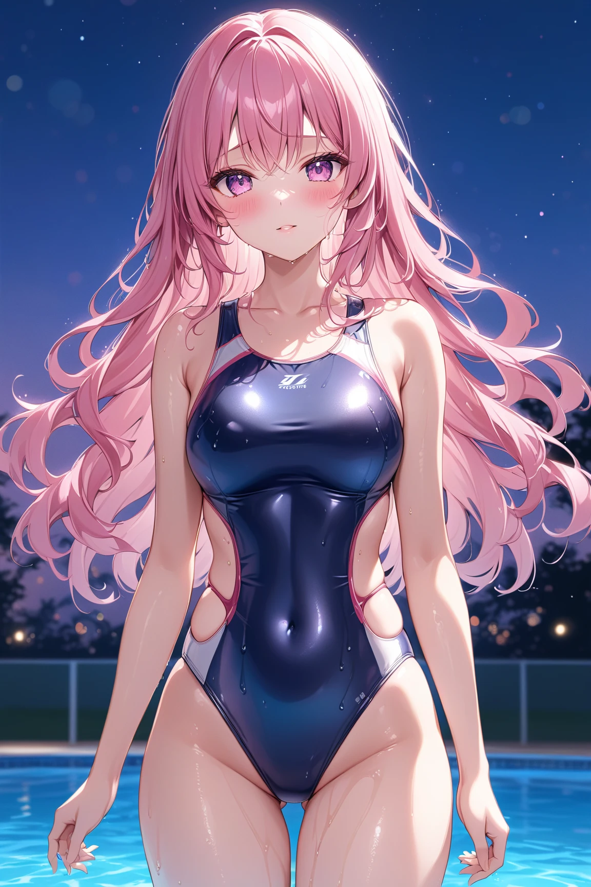 (hoshino_bluearchive), 1 girl, looking at the viewer,heterochromia,blush,(fingersmile),(dark blue school swimsuit:1.3),(upper body:1.3),from below,open mouth,(cameltoe:1.3),top-quality,Top image quality,perfect anatomy,masterpiece,ultra-detailliert,Beautiful,ultra-quality, best quality,high resolution, ultra-detailed,game cg,dutch angle ,beautiful detailed eyes,visualart,five fingers, perfect hands, perfect lighting,