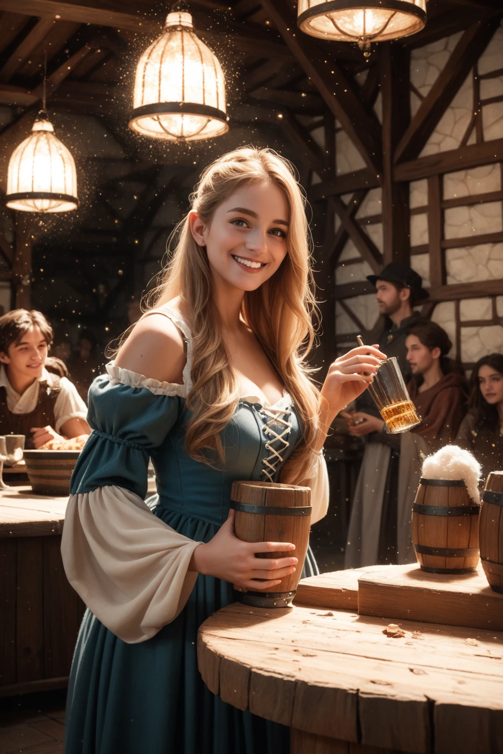 realistic analog photo, award winning photo,
wideshot, 
1girl, kitagawa marin, squinting eyes, giddy smile, 
 wench   <lora:Wench:0.75> wench, dress, necklace, posing 
 <lora:Marin:0.8>  long_hair, blonde_hair, bangs, red_eyes, medium_breasts, parted_lips, gradient_hair, multicolored_hair, pink_hair,
populated tavern, crowded tavern
high-quality, crisp, sharp, professional-grade, high-resolution, fine detail, accurate colors, low noise, fast shutter speed, wide dynamic range, precise focus,
RAW, highres, 8k, uhd, High Dynamic Range, tonemapping, crisp details,