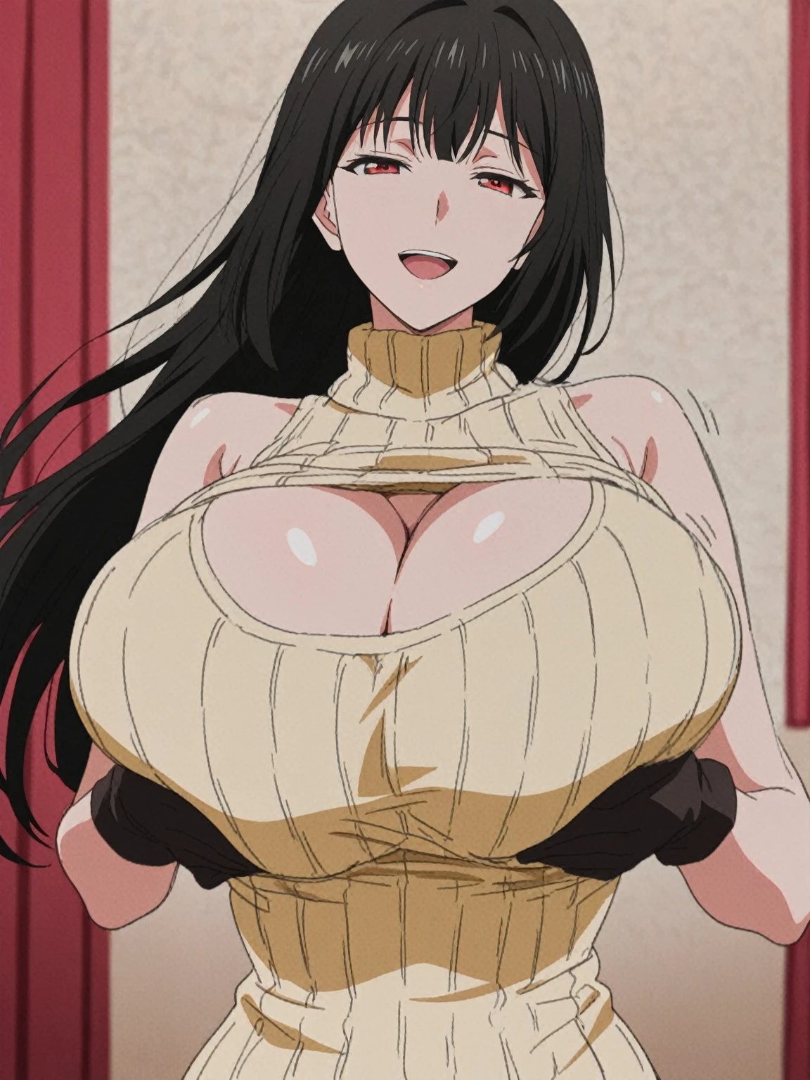 (8k, RAW photos, top quality, masterpiece: 1.2), (realistic, photorealistic: 1.37), (High Quality), (Ultra realistic), (High Details), (Face detail), (Shadow Detail), (Big breast : 1.3), 1 girl, (Mature Female), MILF, solo, Red eyes, Black hair, Gold earrings, Long hair, White Headband, Pink Lips, Blush, (Ultra Face Detailed), Bunnysuit Clothing, Long Legs, (Wide Hips), Candid, Yor Briar, Anime, (Hand detailed), Fingers Detailed