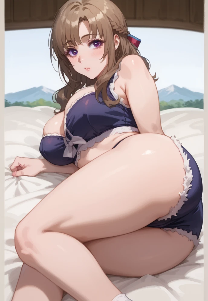 Honoka Kosaka、lovelive 、One Woman、Beautiful woman、Thick thighs、Best image quality、High resolution、masterpiece、super high quality、Spread your legsしゃがむ、Super big ass、Polka dot bra、Polka dot panties、Panties are visible through a very short pleated skirt、Big Ass、Large Breasts 、Blushing、4K quality、Blushing、Proud face、Wearing black knee socks、bed、Spread your legsしゃがむ、Panty shot、Sweaty all over、Heavy breathing、Chest is bobbing up and down、heart、Condescending look、Low - Angle、Zoom in on the crotch、(From below:1.2)、Sit on the living room couch with your knees raised, Spread your legs、(Back pose:1.3) or (Back view:1.2)