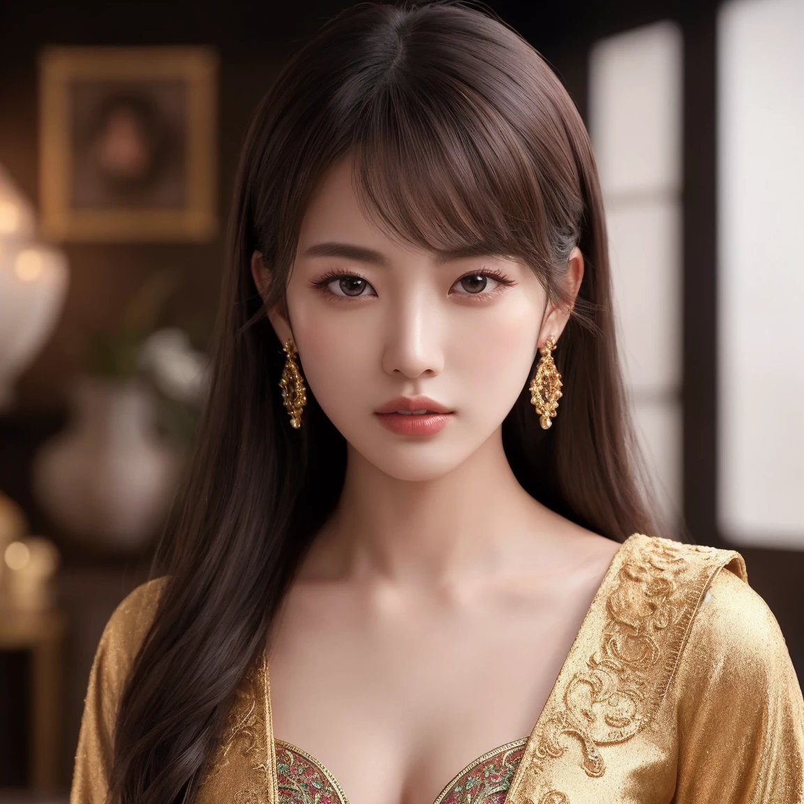 best quality, masterpiece, highres, 1girl,china dress,hair ornament,necklace, jewelry,Beautiful face,upon_body, tyndall effect,photorealistic, dark studio, rim lighting, two tone lighting,(high detailed skin:1.2), 8k uhd, dslr, soft lighting, high quality, volumetric lighting, candid, Photograph, high resolution, 4k, 8k, Bokeh,