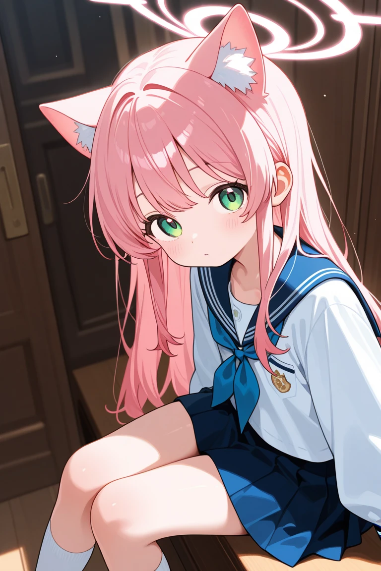 Long pink hair to the waist,dual horsetail,Girl with pink eyes in sailor uniform school uniform,huge tit,,Slimy appearance,Be red in the face,is shy,In the classroom,With your mouth open,Clothes were torn,Bend over,Miss Ghost