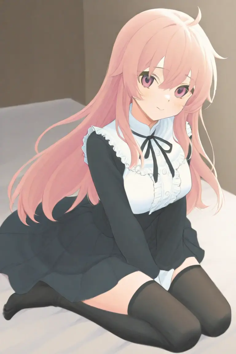 Girl with pink hair, long twin-tail hairstyle, small bushy eyebrows, dressed in gothic lolita clothes, lolicon (Zankuro) drawing style by zankuro artist, Zancrow style, image uploaded to R34, walking to school, flirty smile, lifting her skirt to show her vagina wet with semen, standing in the middle of a church during mass , ((having sex with the priest ))