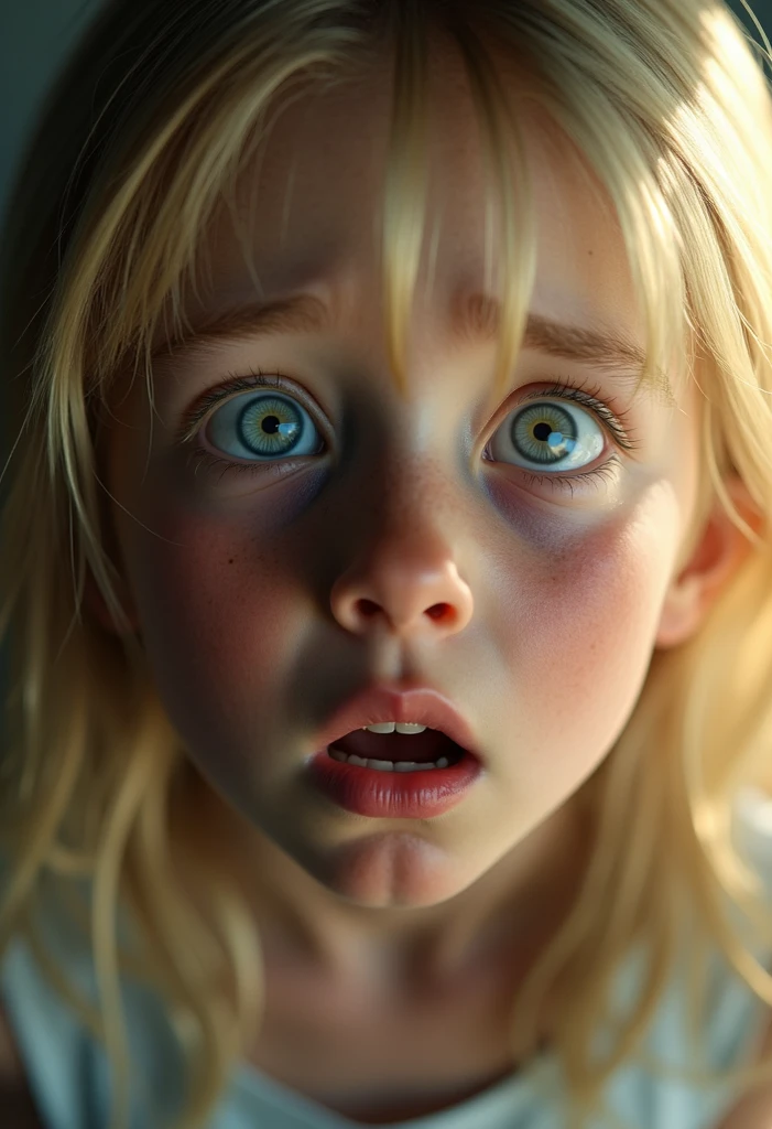 Une fille blonde effrayé
