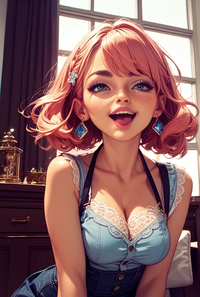 1girl, On all fours pose, Busty body, Biting lip, Hot pink hair, Curtain bangs, sexy, adult, ((detailed)), ((best quality)), ((masterpiece)), (hires, high resolution:1.3), beautiful face, intricate, (detailed background, light colors, sunlight, natural light, soft shadows), (soft lighting, cinematic light, professional lighting, studio Lighting), extremely detailed CG unity 8k wallpaper, 32k, focus sharp, <lora:add_detail:1> <lora:CosmicEyes:1>