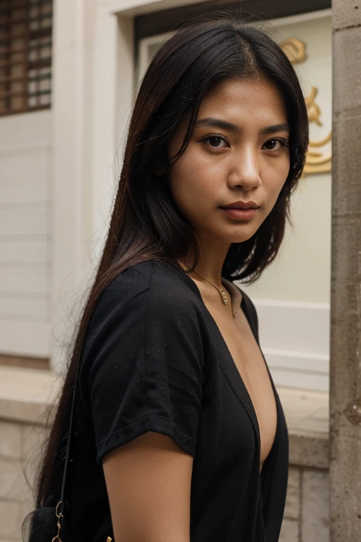 [[((young attractive Singaporean woman with strong Chinese Asian influence, a brown tanned complexion, long straight dark black hair, striking almond-shaped dark brown eyes, and a  frame:1.6)), ((Sophie Tan:1.5)), standing against a plain white background in a close-up, shoulders-and-above shot. She has a neutral expression suitable for a passport or ID photo. Her hair is styled neatly, framing her face. The focus is on capturing extreme human-like details, including skin texture, hair strands, and eye clarity. The scene is captured with a ((full-frame DSLR:1.4)) using a ((85mm prime lens:1.4)) to keep Sophie in sharp focus. Professional studio lighting enhances her natural features and adds depth to the image. Post-production ensures a clean, polished look with enhanced natural colors. The image should be in ((8K resolution:1.5)) with ((hyper-realistic detail:1.6)). The focus is entirely on Sophie's facial features, capturing her essence perfectly in a passport/ID photo setting.]]